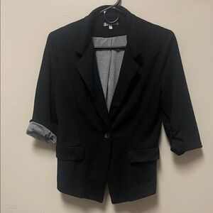 Black Blazer with Rolled Sleeves